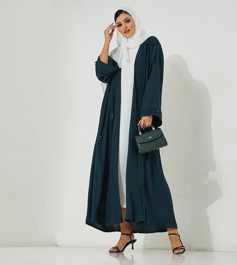 Casual Buttoned Abaya with Inner Dress