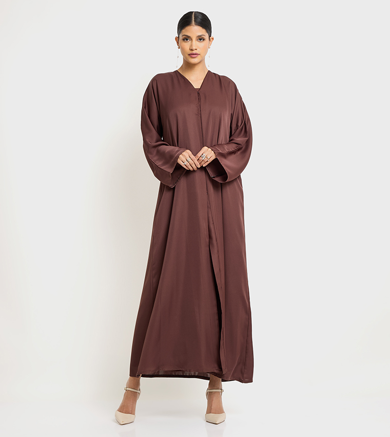 Solid Long Sleeves Casual Abaya