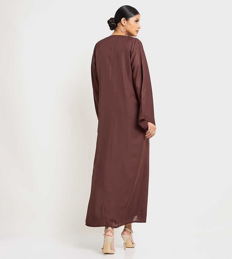 Solid Long Sleeves Casual Abaya