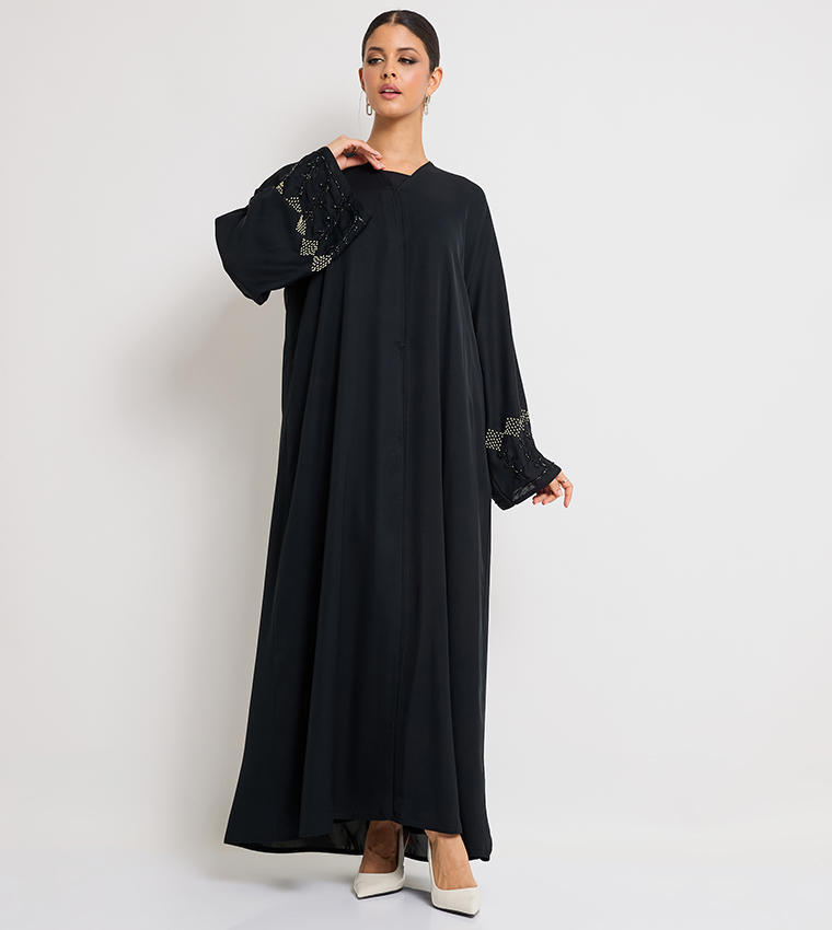 Stone Embellished Long Sleeves Abaya