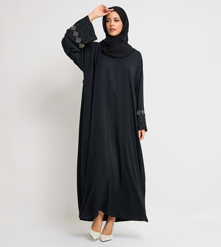 Stone Embellished Long Sleeves Abaya