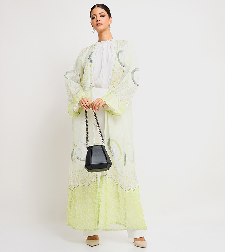 Printed Long Sleeves Open Abaya
