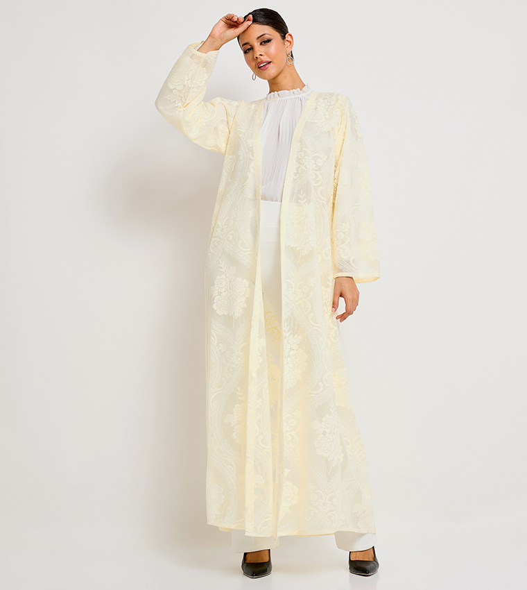 Embroidered Long Sleeves Open Abaya