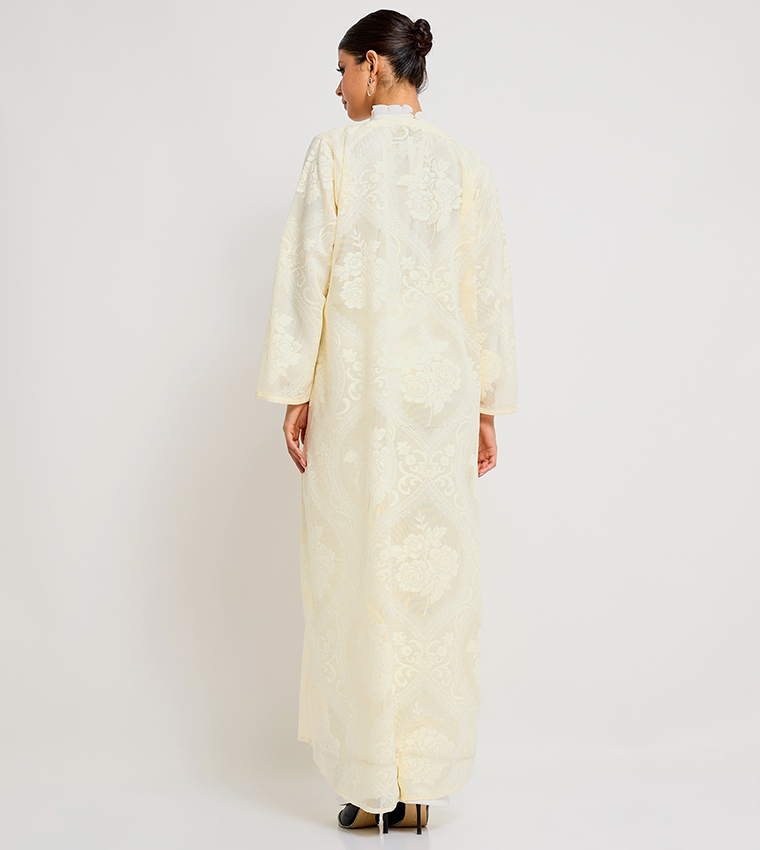 Embroidered Long Sleeves Open Abaya