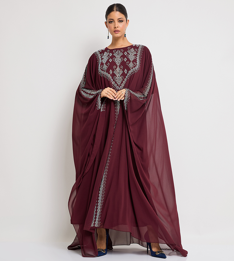 Stone Embellished Long Sleeves Abaya