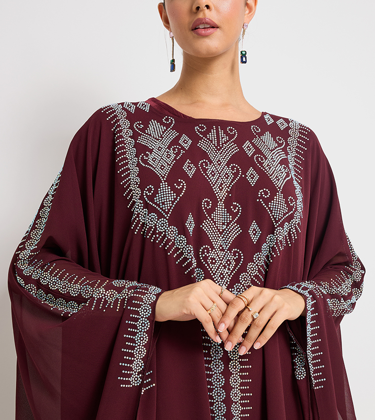 Stone Embellished Long Sleeves Abaya
