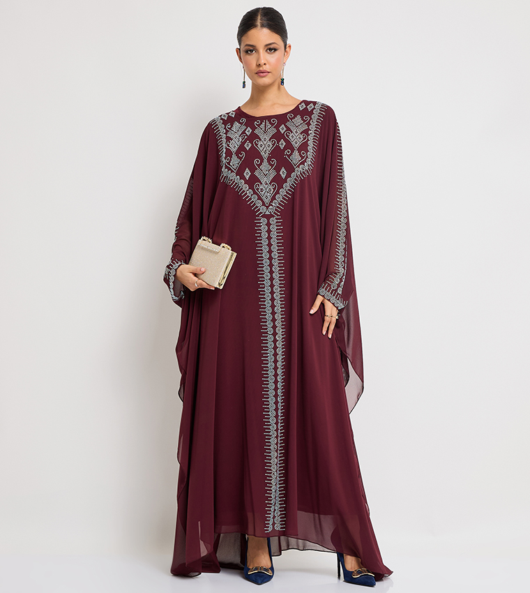 Stone Embellished Long Sleeves Abaya