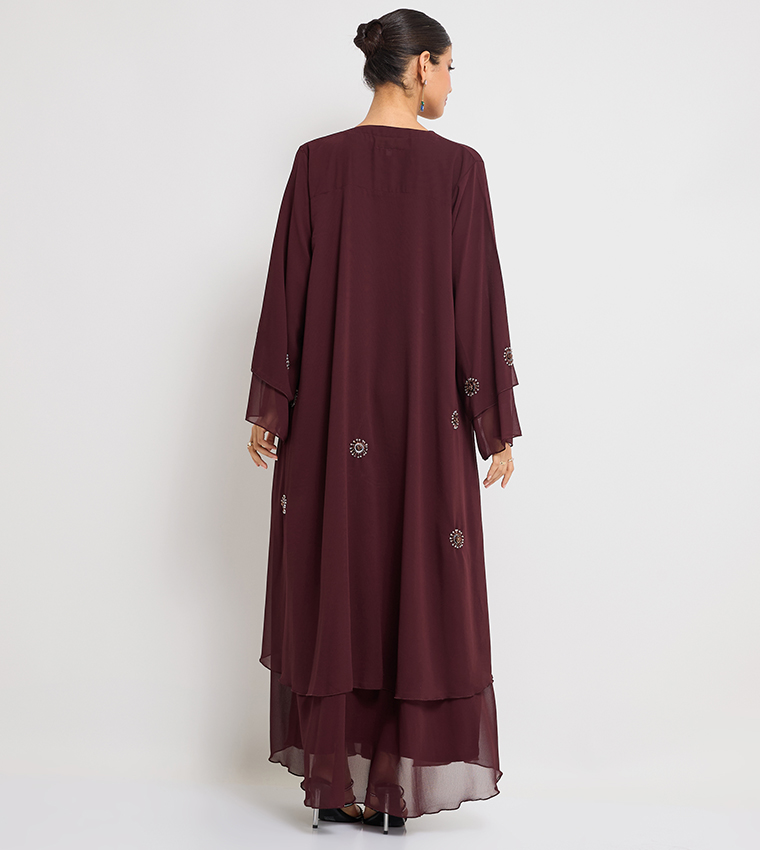 Stone Embellished Long Sleeves Abaya