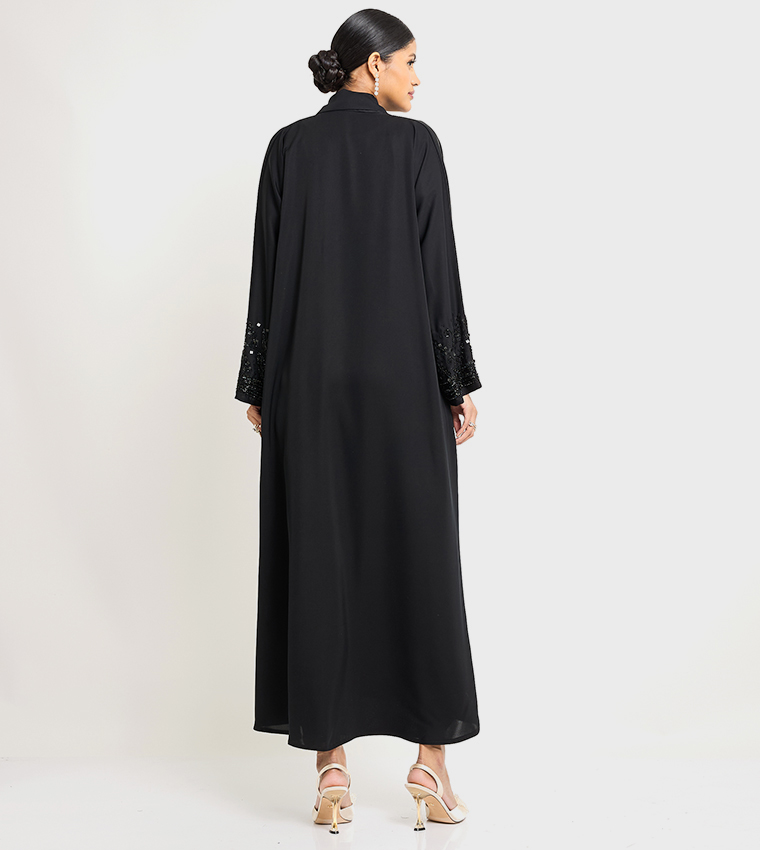 Stone Embellished Long Sleeves Abaya