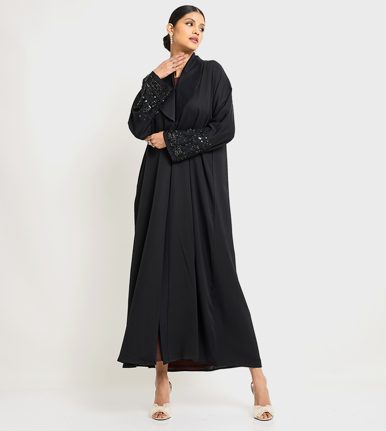 Stone Embellished Long Sleeves Abaya