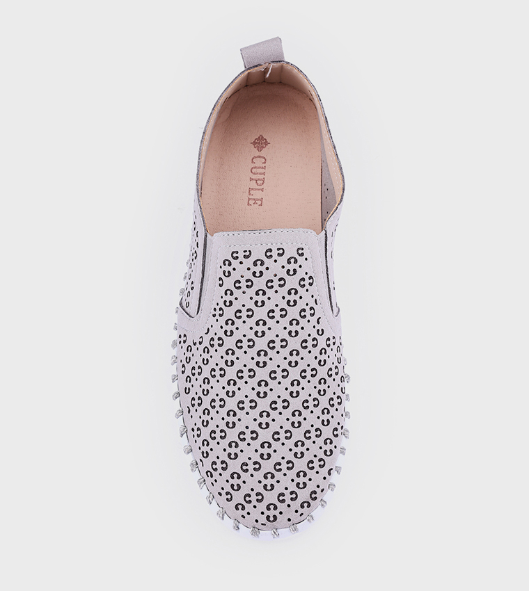 Cut-Out Patterned Slip-On Shoes
