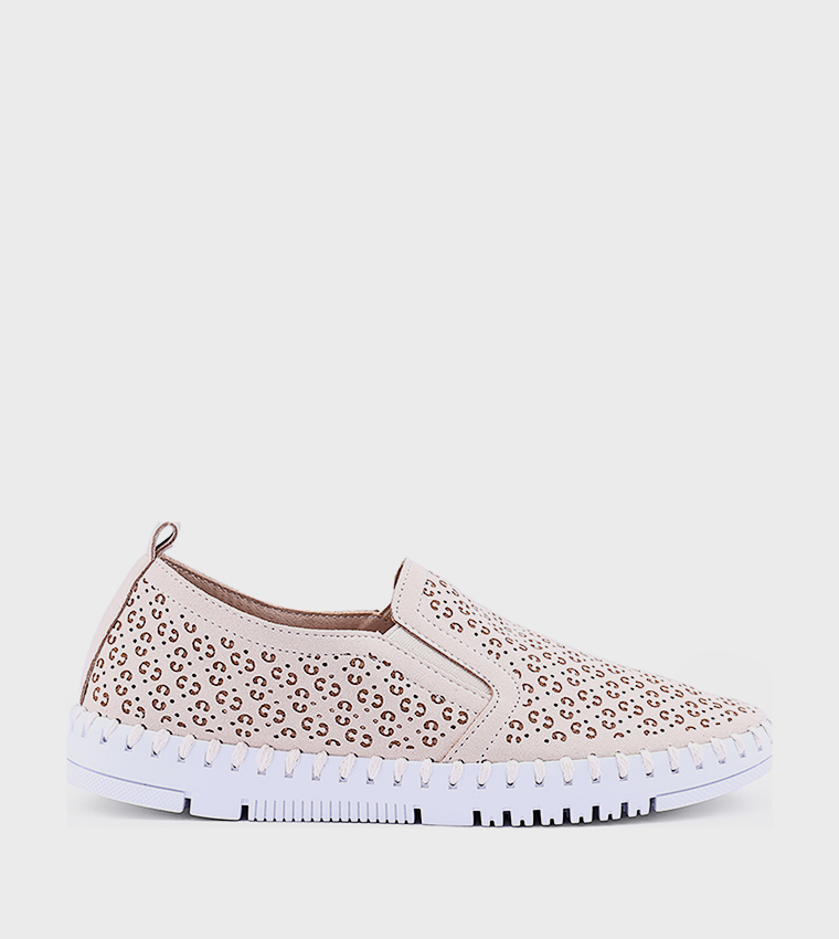 Cut-Out Patterned Slip-On Shoes