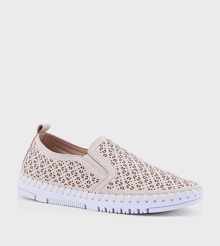 Cut-Out Patterned Slip-On Shoes