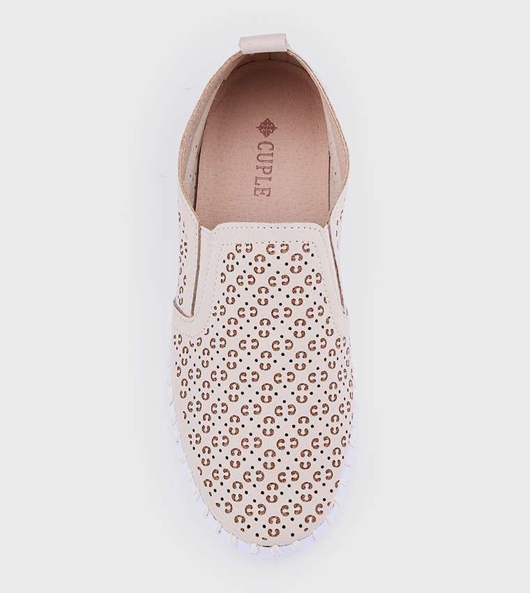 Cut-Out Patterned Slip-On Shoes