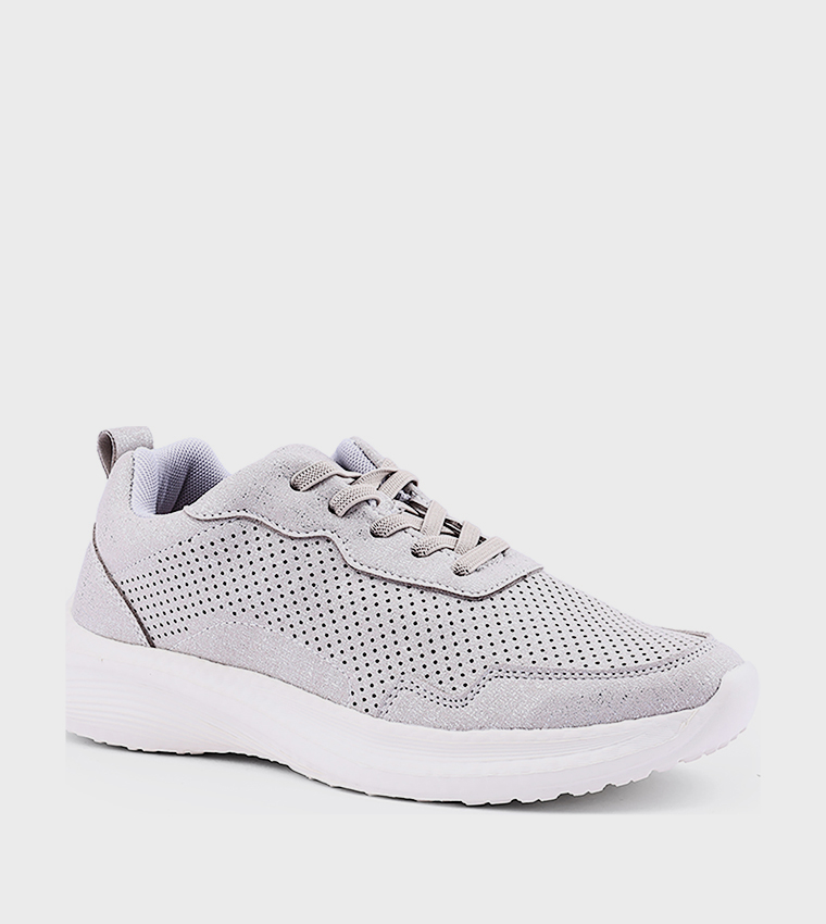 Perforated Lace Up Casual Shoes