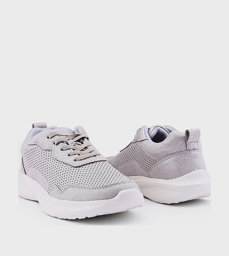 Perforated Lace Up Casual Shoes