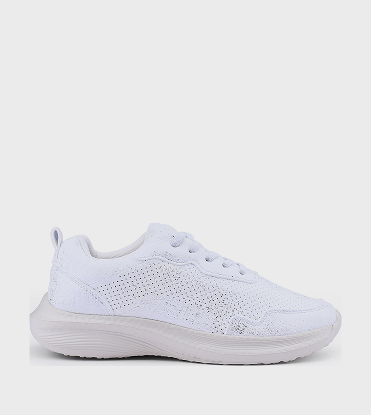 Perforated Lace Up Casual Shoes