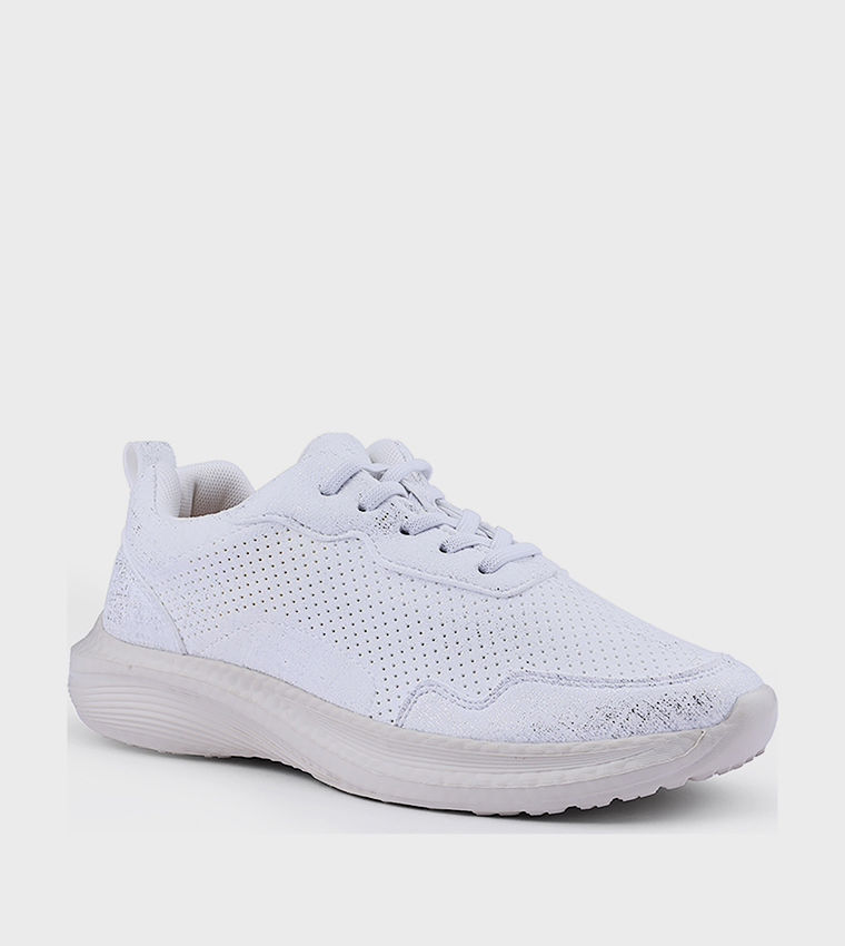 Perforated Lace Up Casual Shoes