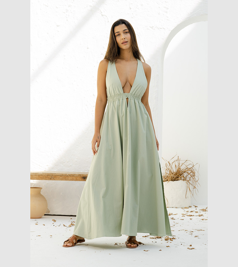 Buy Nomad Athens Plunge Neck Maxi Dress In Mint 6thStreet UAE