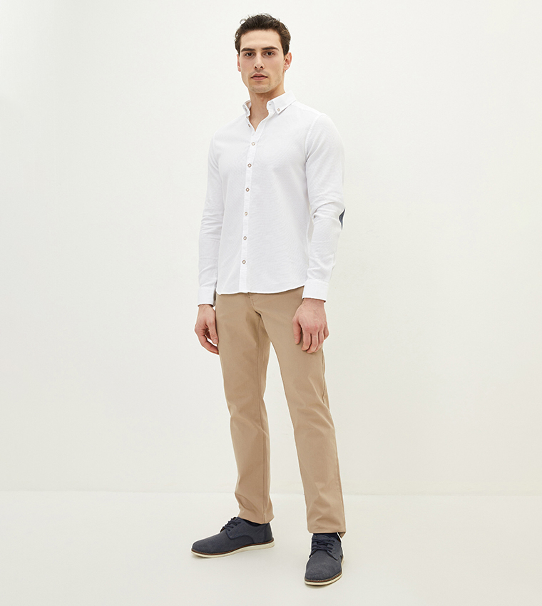 khakis and white button up