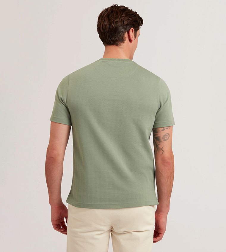 ONTSO Herringbone Patterned Crew Neck T-Shirt