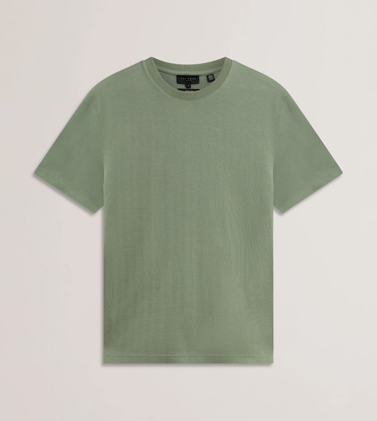 ONTSO Herringbone Patterned Crew Neck T-Shirt