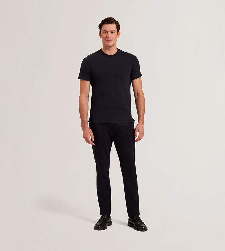ONTSO Herringbone Patterned Crew Neck T-Shirt