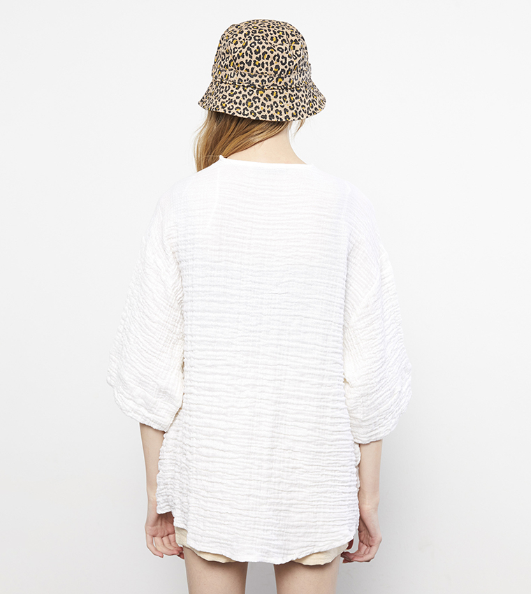 كيمونو قطن بياقة شال 