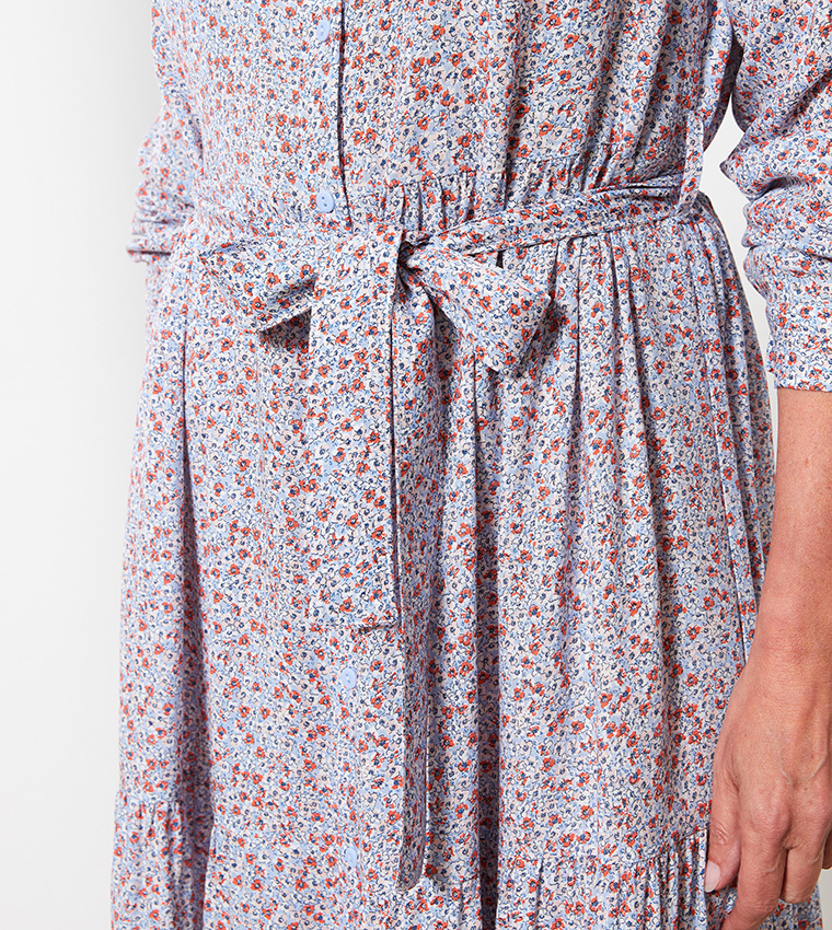 Classic Floral Printed Viscose Dress
