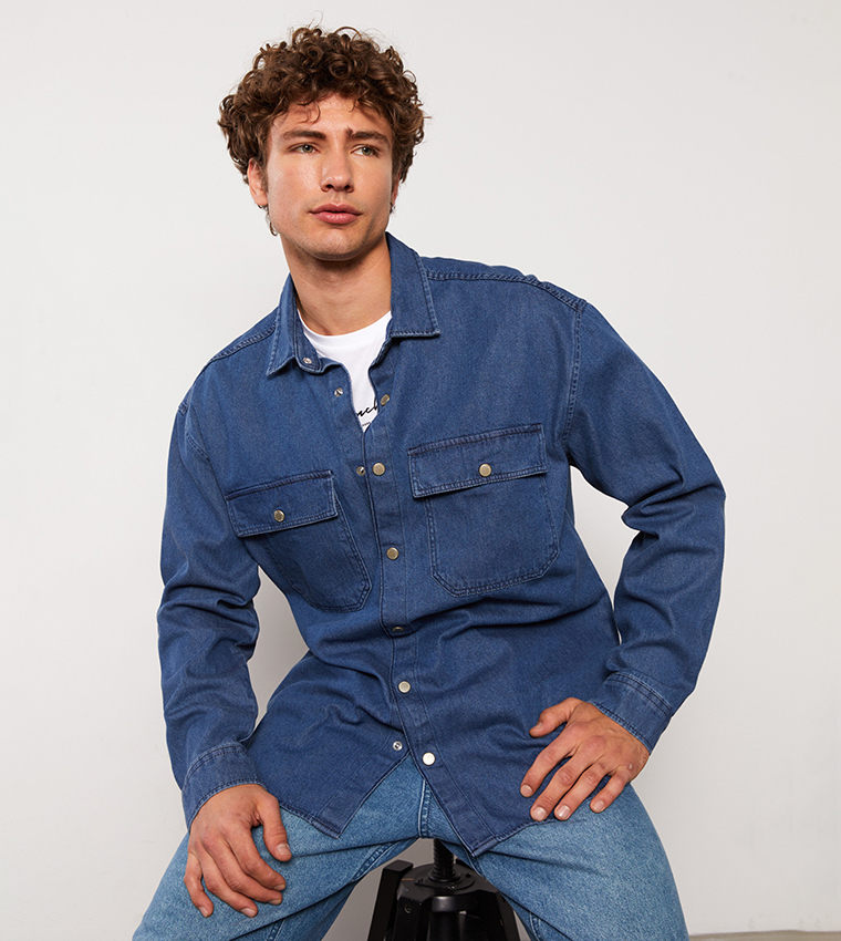 Buy LC Waikiki Comfortable Fit Long Sleeves Denim Jacket In Blue