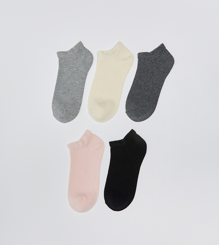 Pack of 5 Solid Ankle Socks