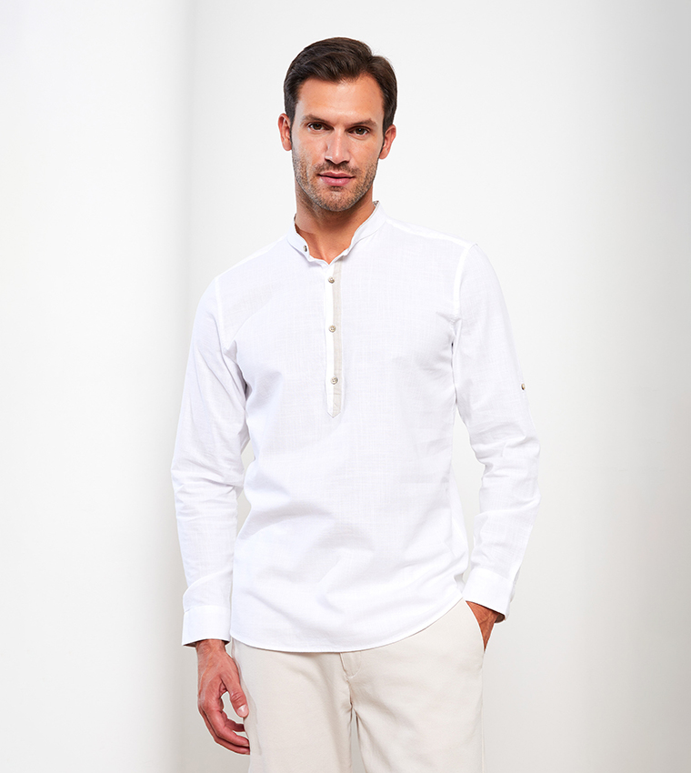 Slim fit store mandarin collar shirt