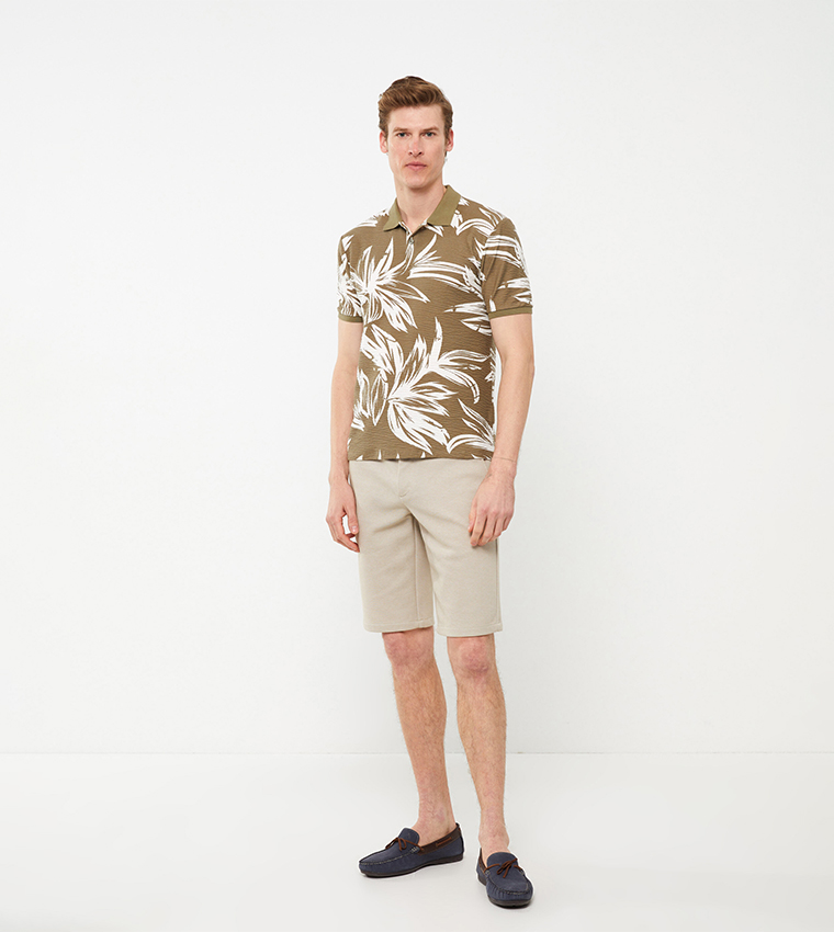 Buy LC Waikiki Printed Short Sleeves Polo T Shirt In Khaki 6thStreet Bahrain