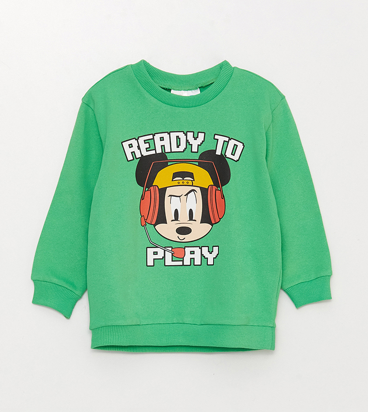 Green mickey mouse sweatshirt deals