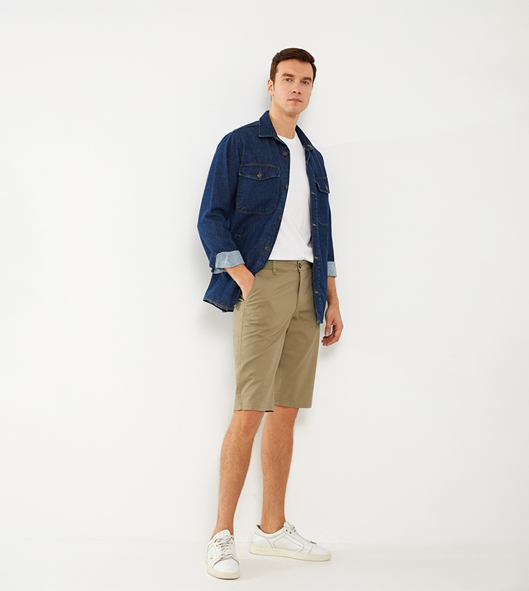 Khaki shorts and polo shirt best sale