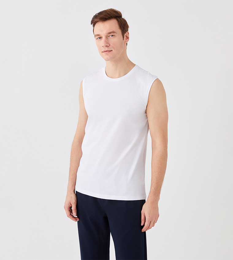 Buy LC Waikiki Solid Crew Neck Sleeveless Vest In White