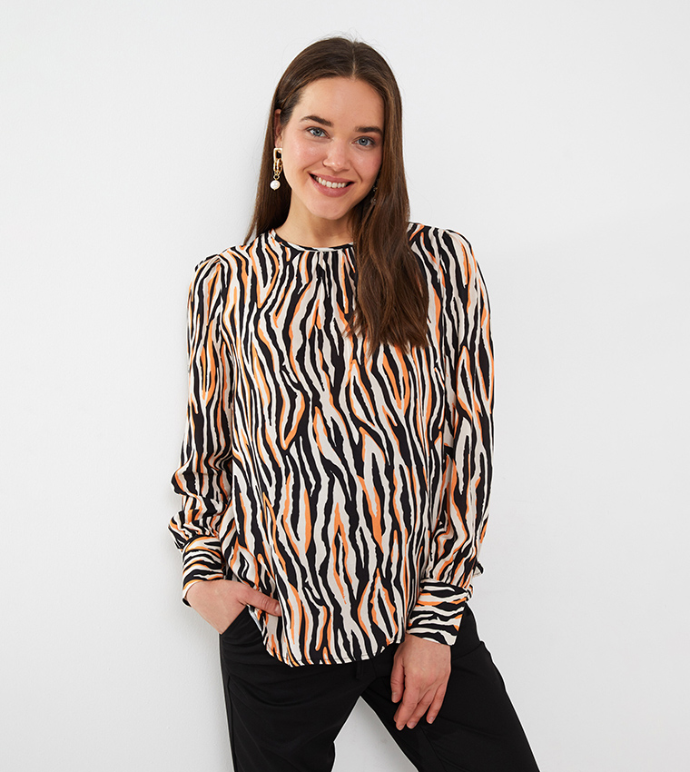 Patterned Long Sleeves Maternity Top