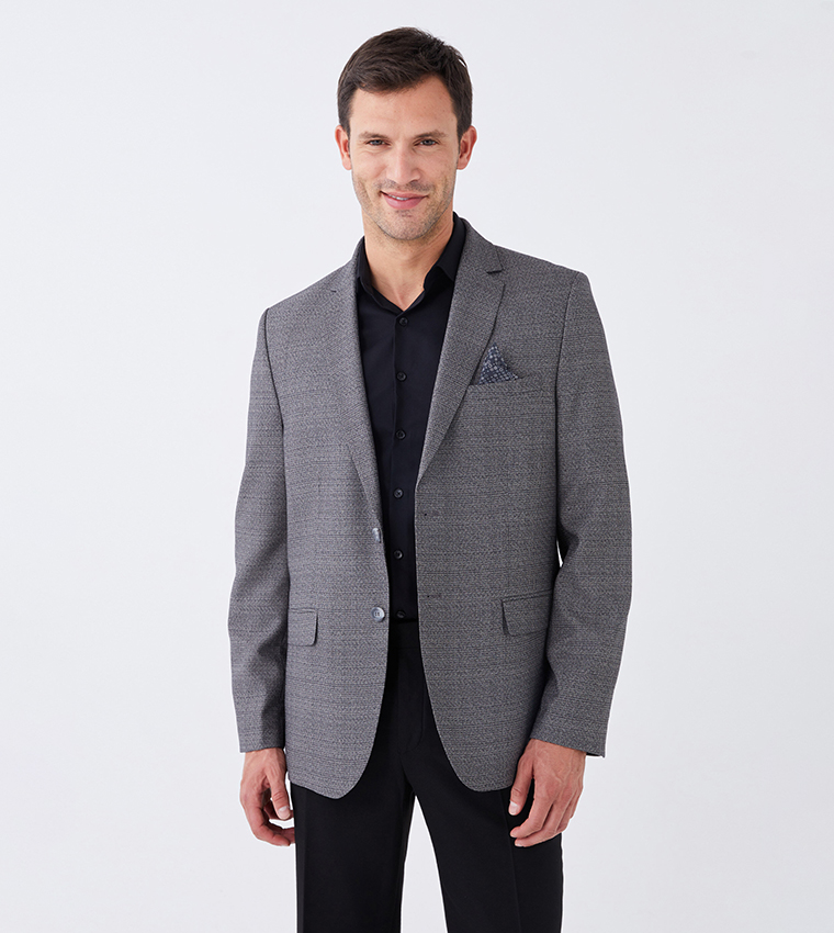 Solid Lapel Collar Standard Fit Blazer