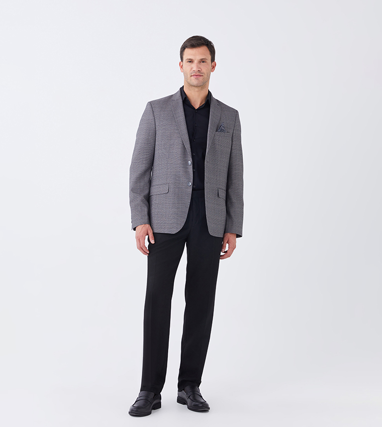 Solid Lapel Collar Standard Fit Blazer