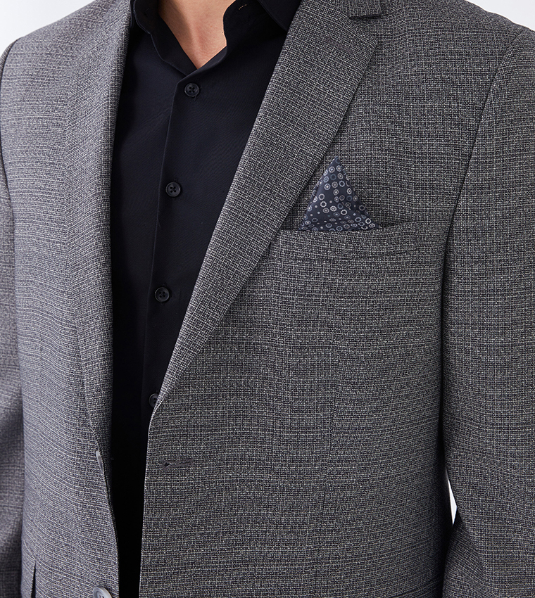 Solid Lapel Collar Standard Fit Blazer