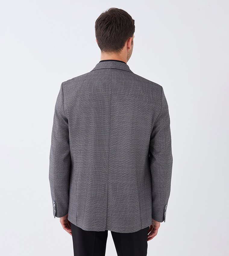 Solid Lapel Collar Standard Fit Blazer