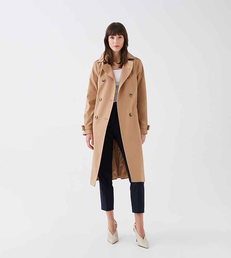 Buy LC Waikiki Straight Fit Long Sleeves Gabardine Trench Coat In 