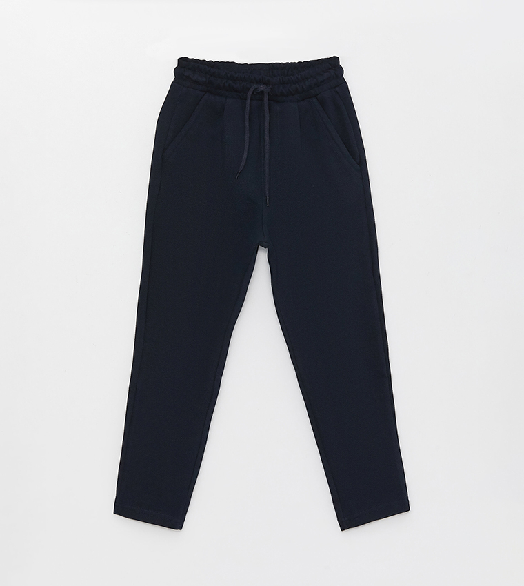 Solid elastic waist online sweatpants