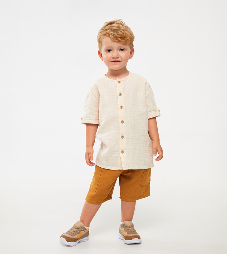 Solid Short Sleeves Clothing Set