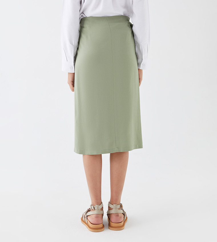 Khaki linen pencil skirt hotsell