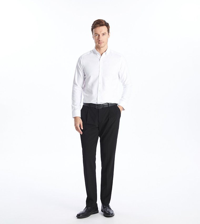 Solid Slim Fit Long Sleeves Oxford Shirt