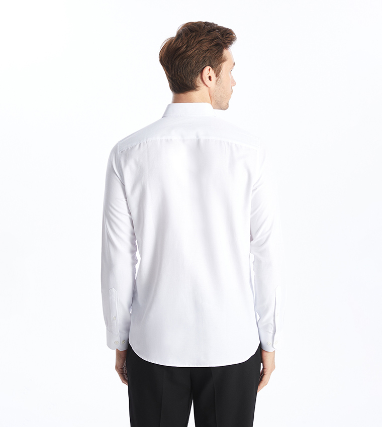 Solid Slim Fit Long Sleeves Oxford Shirt