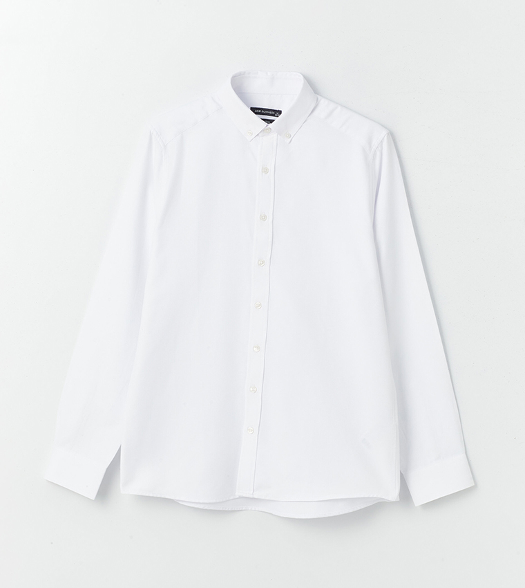 Solid Slim Fit Long Sleeves Oxford Shirt