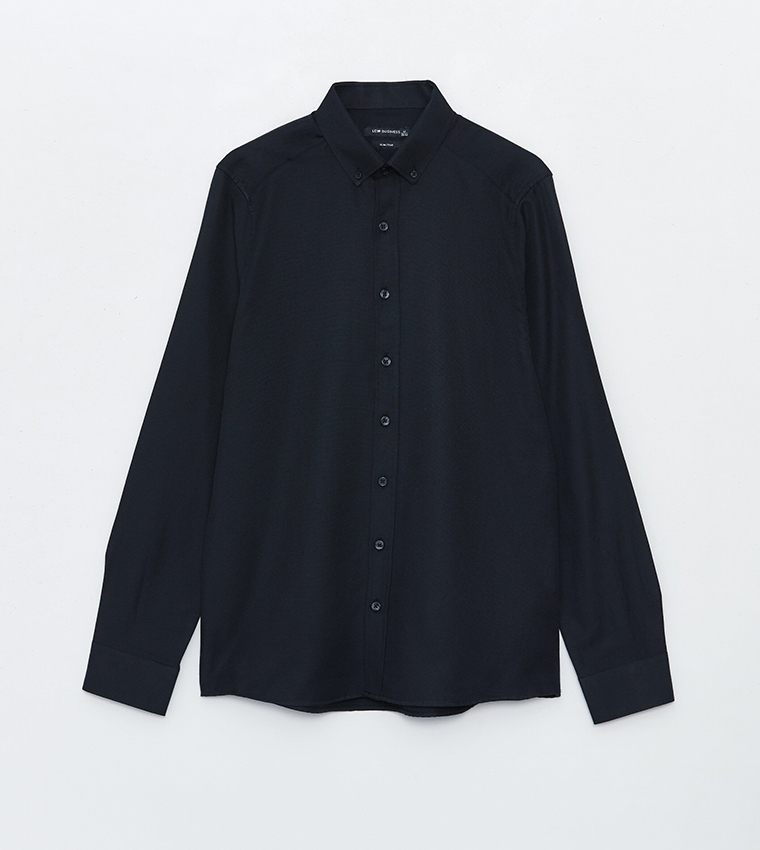 Solid Slim Fit Long Sleeves Oxford Shirt