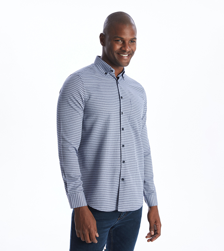 Plaid Long Sleeves Gabardine Shirt